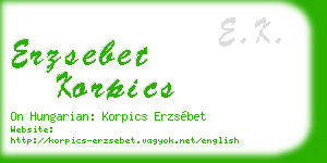 erzsebet korpics business card